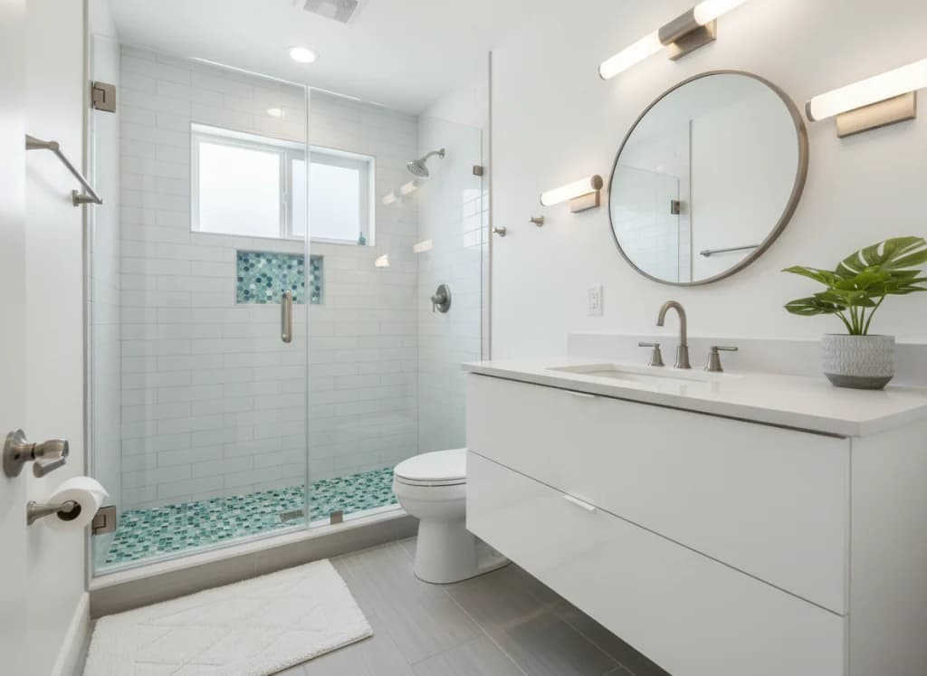 Bathroom remodeling project with tile and fixture upgrades in Lexington Kentucky